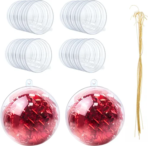 Vista 8 de 12 piezas de 60 mm Adornos de bolas de Navidad transparentes de plástico, 2.36'' redondas, de plástico transparente rellenables, DIY