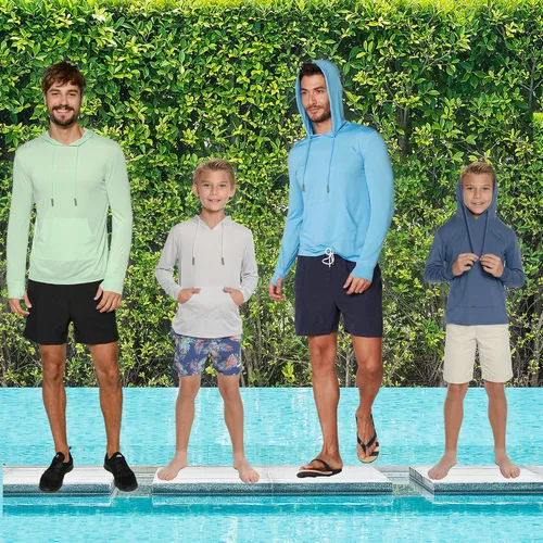 Vista 5 de Performance UPF 50+ - Sudadera con capucha para hombre, manga larga con bolsillos, protección solar y protección solar