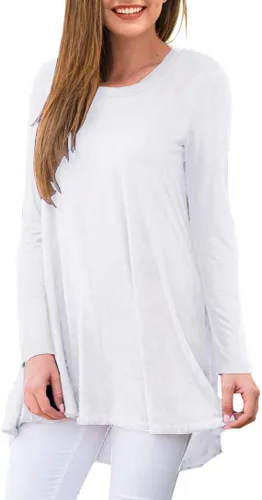Vista 24 de AWULIFFAN Blusa tipo túnica holgada de manga larga con cuello redondo para mujer