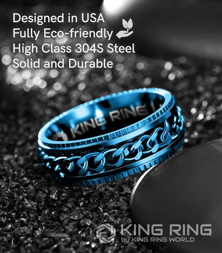 Vista 3 de King Ring Anillos Super Spinner de 0.315 in Segunda edición de anillos de acero inoxidable premium para hombres y mujeres Diseñado en Estados