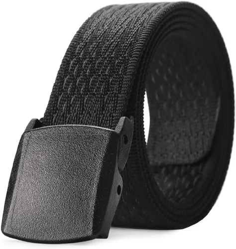 Vista 11 de JASGOOD Cinturón de hombre de lona de nailon transpirable, estilo militar táctico, con hebilla de plástico