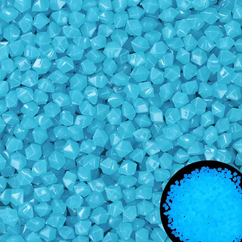Vista 3 de 200 PCS Piedras Brillantes Guijarros, Jardinería Piedras Luminosas Brillantes Rocas Decoración Exterior Agua Brillante Tanque de Peces Grava (Azul)