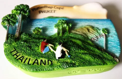 Vista 2 de WitnyStore Tiny Laem Phromthep Cape en Phuket, Tailandia Sudeste de Asia Atracciones turísticas Resina Imán de refrigerador Recuerdo del viajero 3D