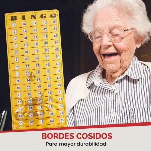 Vista 8 de MR CHIPS Tarjeta de bingo principal con punta de dedo a prueba de atascos con ventanas deslizantes Tarjetas de llamadas de cartón grandes