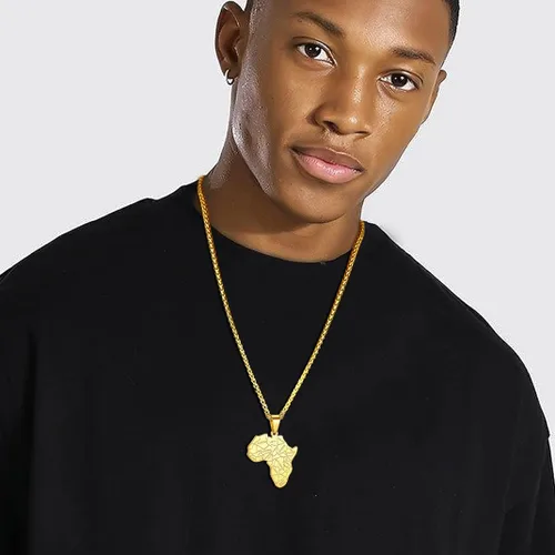 Vista 8 de GOLDCHIC JEWELRY - Collar de mapa de África para hombre, acero inoxidable, tribal africano, ojo egipcio de HorusI LOVE AFRICAMapa de Elefante