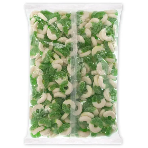 Vista 3 de Caramelos Albanese, anillos de manzana de goma, bolsa de 4.5 libras