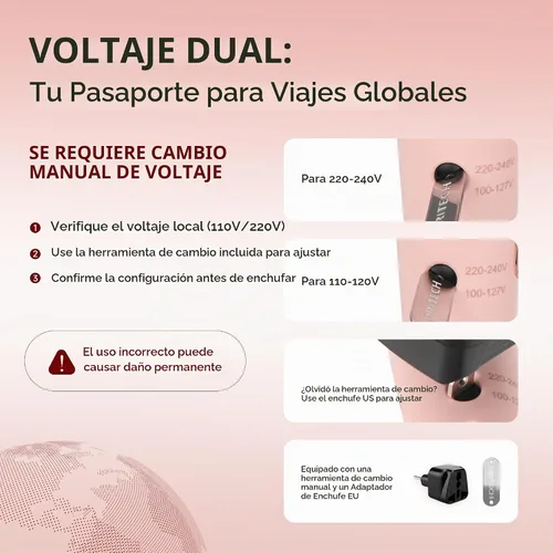 Vista 2 de PRITECH - Secador de pelo de viaje de doble voltaje de 1250 W con difusor, plegable