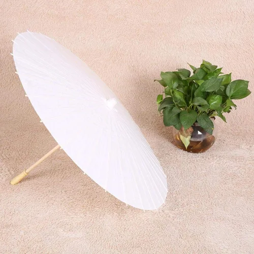 Vista 3 de Fydun - Sombrilla de papel blanco chino, sombrilla decorativa de papel blanco para boda, novia, fiesta, decoración, accesorios de fotos, pintura a