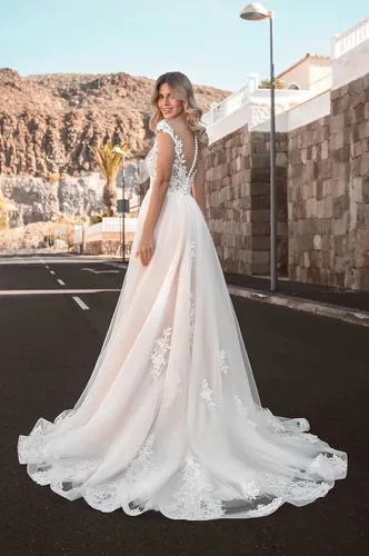 Vista 2 de Sweetheart Strapless sirena encaje vestidos de novia para novia rebordear vestidos de novia de satén