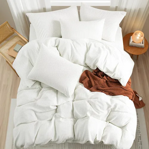 Vista 99 de NEXHOME PRO Funda de edredón Twin XL 100% algodón lavado, transpirable, duradera, texturizada, similar al lino, juego de ropa de cama para el hogar