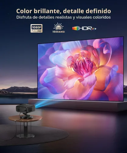 Vista 4 de 1500ANSI Google TV Proyector inteligente, enfoque automático y Keystone, con soporte For Office Presentations, Classroom Teaching, Outdoor Camping