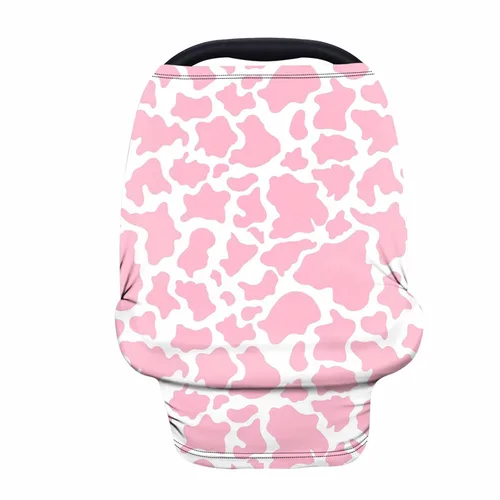Vista 14 de Forchrinse Black and White Cow Print Nursing Cover Breastfeeding Scarf Soft Car Seat Cover for Babies Girls Infant Carseat Multi-Use Cover