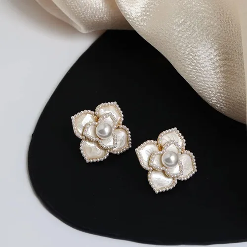 Vista 4 de H&Z - Aretes de aguja de plata 926 con diseño de flor de perla, estilo vintage, estilo barroco, boda, regalo de cumpleaños para mujer
