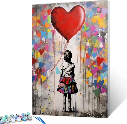 Vista 19 de Tucocoo Pintura de globos coloridos por números para adultos, kits de pintura al óleo digital sobre lienzo con pinceles y pigmento acrílico, arte