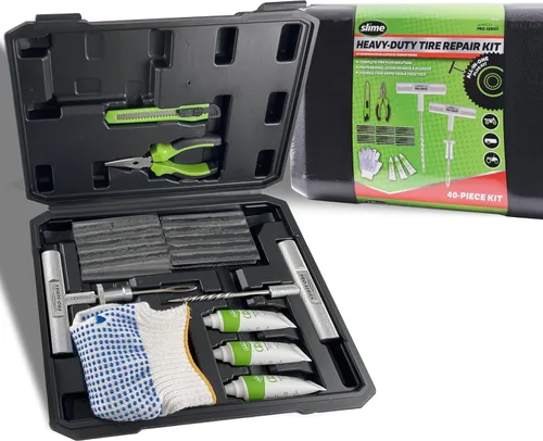 Vista 10 de Slime 20458 Kit de Parche y Tapón para Reparación de Neumáticos, Serie Pro, Lata de Almacenamiento, 10 Piezas