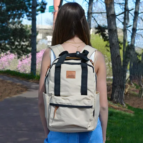 Vista 6 de Choco Mocha Mochila escolar de viaje para niñas adolescentes de 16 pulgadas, marrón (Basic-Brown), Mochilas Daypack