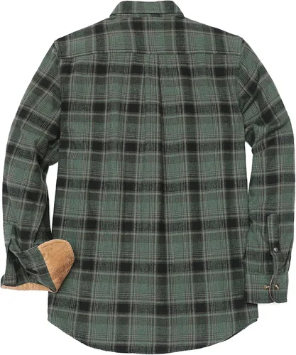 Vista 2 de Dubinik Camisas de franela de manga larga para hombre, camisa informal con botones, 100 % de algodón cepillado