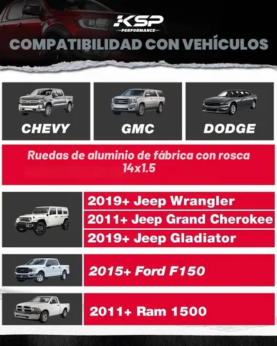 Vista 4 de KSP 14X1.5 Juego de tuercas de rueda para Silverado Sierra 6 Lug Stock Aluminio Llanta, 24 piezas de tuercas de rueda OEM negras cromadas