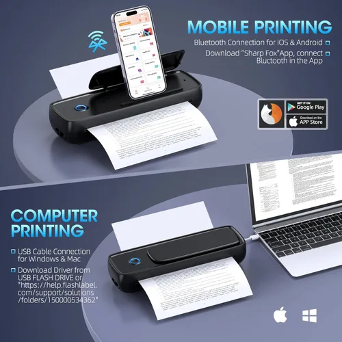Vista 2 de Impresora portátil sin tinta inalámbrica para viajes, soporte de papel térmico A4 y A5, 8.5 x 11 pulgadas, carta de EE. UU. y legal, compatible