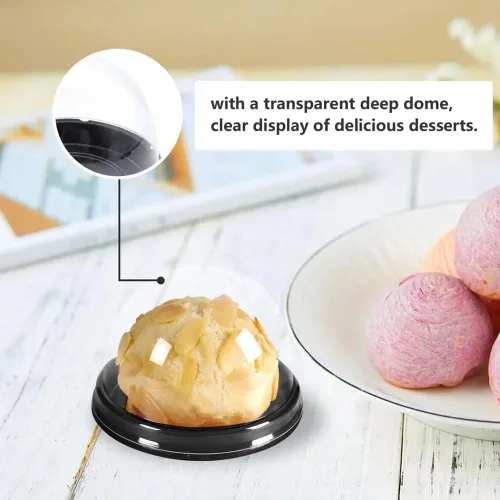 Vista 4 de EchoDone Mini cajas de plástico transparente para magdalenas, cúpula de muffins, caja de un solo contenedor, cajas de regalo de boda, cumpleaños