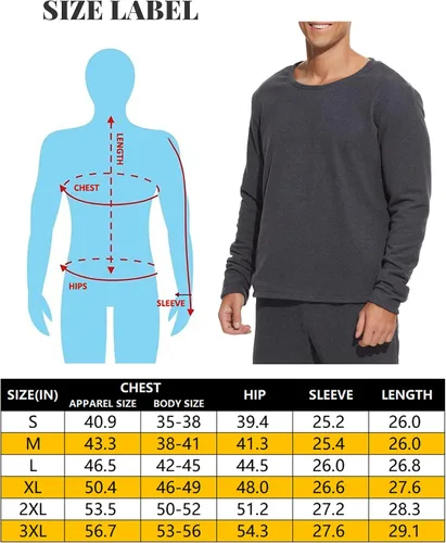 Vista 5 de Venustas Men's Heated Shirt Thermal Underwear with 5V Battery Pack, Winter Warm Base Layer Top & Bottom Set Long Johns