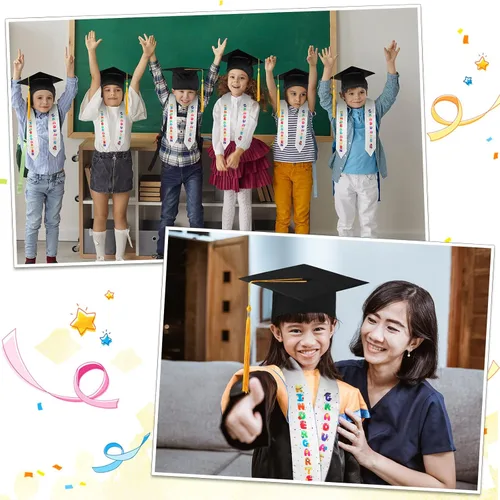Vista 7 de Janmercy 12 Pcs Kindergarten Graduation Cap with Tassel Graduation Stole Set for Kids Kindergarten Grad Graduation