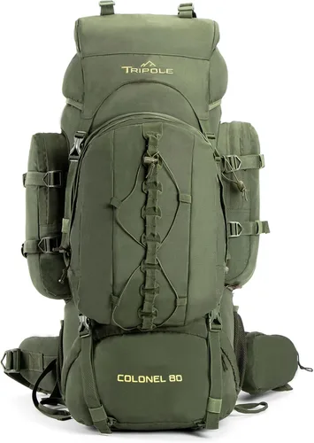 Vista 11 de Tripole Colonel - Mochila de 95 litros + Mochila de día desmontable, Verde militar, Mochila Mochila táctica, mochila de marco interno, mochila