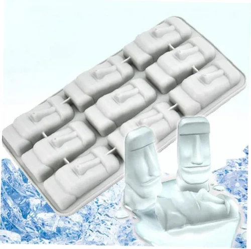 Vista 8 de Isla de Pascua Estatuas de Piedra Bandeja de Hielo Cubos Diy Molde Verano Mini Molde de Pastel de Silicona