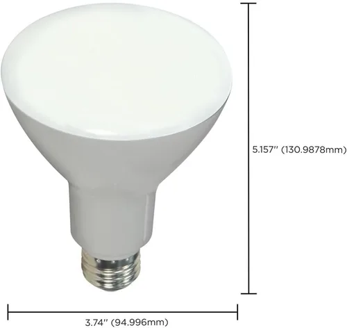 Vista 4 de Satco Lighting - Bombillas LED BR30 de 9.5 W, ángulo de haz de 105 grados, 3000 K, base media E26, 120 voltios, regulables, 750 lúmenes