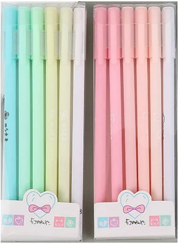 Vista 9 de Paquete de 12 bolígrafos de tinta de gel, color rosa, verde, caramelo, tinta negra de 0.020 in, punta extrafina, bonitos bolígrafos para escribir