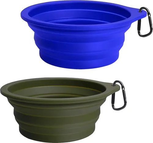 Vista 2 de PetBonus 2-Pack Silicone Collapsible Dog Bowls and Dog Collar Safety Clip