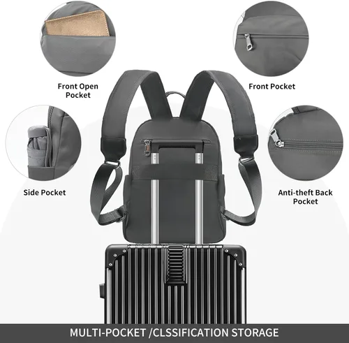 Vista 5 de PS PETITE SIMONE Mochila pequeña para mujer, minilatera, mochila casual a la moda, Gris, Casual