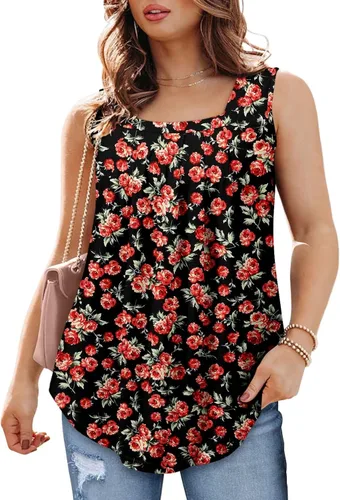 Vista 4 de BETTE BOUTIK Womens Tank Tops Pleated Sleeveless Blouse Short Sleeve Tops Basic Shirts S-3XL