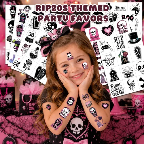 Vista 2 de 96 tatuajes temporales precortados RIP 20s para fiesta