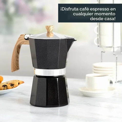 Vista 6 de Primula Cafetera espresso de aluminio para estufa, cafetera percoladora para moka, café cubano, capuchino, café con leche y más, perfecta para Negro