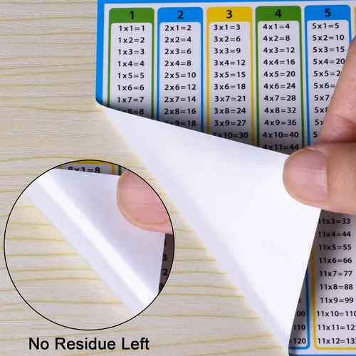Vista 5 de Wisdompro Paquete de 40 calcomanías de multiplicación para estudiantes, tabla de mesa de tiempos pequeños para escritorio de estudiantes, primaria