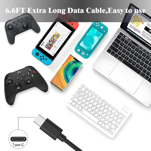 Vista 7 de Cable de carga para Xbox Series S/X, controlador PS5/PS5 Pro, Xbox Elite Series 2, cable de carga USB tipo C Switch Pro de 6.6 pies