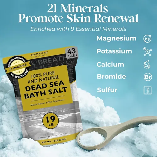 Vista 4 de Aromasong Dead Sea Bath Salt - 100% Pure & Natural Dead Sea Salts for Soaking Coarse Grain 5 LB - Bulk Resealable Pack (Packaging May Vary) Used for