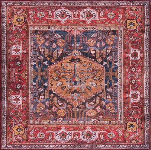 Vista 7 de SAFAVIEH Tucson Collection - Alfombra lavable de 2 pies 6 x 6 pies, color azul marino y resistente al óxido, antideslizante, ideal para zonas
