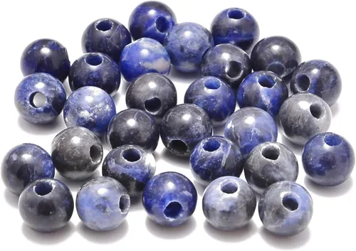 Vista 21 de AD Beads Cuentas de gema natural de 8 mm redondas sueltas con gran agujero de 2,5 mm, 40 piezas (turquesa africana)
