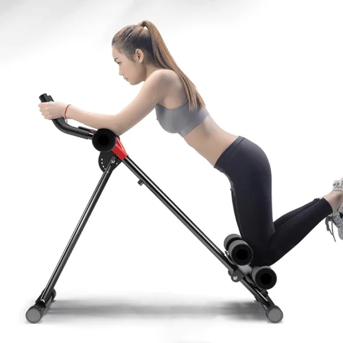 Vista 8 de Máquina de rodillos abdominales ajustables, máquina de rodillo de doble pista para gimnasio en casa, máquina de entrenamiento de cintura plegable
