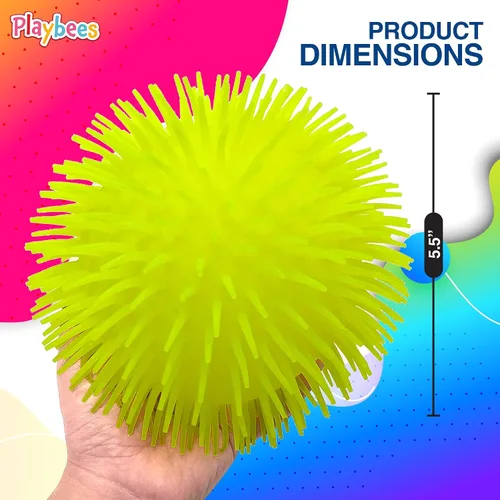 Vista 2 de Playbees Pelotas Puffer Suaves con Pinchos - Paquete de 6 - Juguete Sensorial de 5.5 Pulgadas para Alivio del Estrés - Colores Variados - Niños