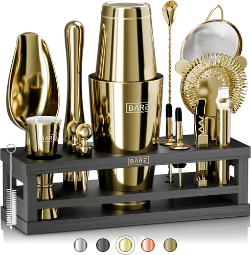 Vista 12 de BARE BARREL® Kit de Barman para Mixología Juego de Herramientas de Bar Juego de Coctelera de 16 Piezas Utensilios de Mezcla de Martini