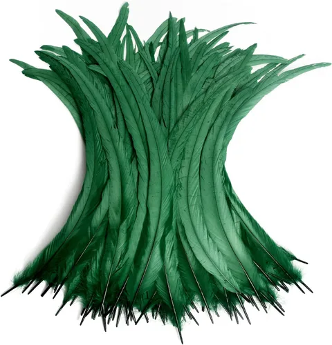 Vista 26 de THARAHT 50 Plumas de Cola de Gallo Naturales de 12-14 Pulgadas (30-35 cm) a Granel para Manualidades, Atadura de Moscas, Boda, Plumas para Fiestas