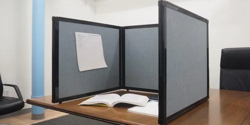 Vista 2 de Versare Pantalla plegable de mesa Partición de 3 paneles Divisor de espacio de trabajo portátil ligero Negro 78 x 24 pulgadas