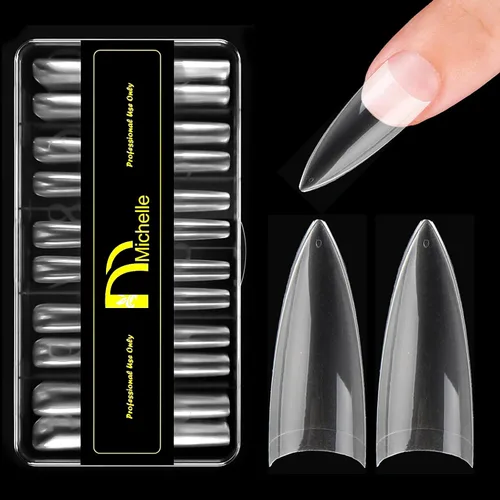 Vista 14 de 504pcs Long Coffin Nail Tips, Pre-shaped Half Cover False Nails with 13 Sizes, Gel Nail Tips for Acrylic Extension, DIY Manicure and Nail Salon Use