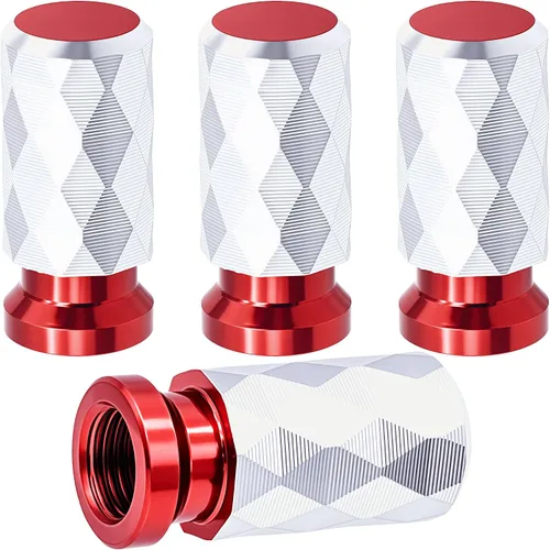 Vista 53 de 4 piezas de tapas de vástago de válvula de neumático de automóvil, tapas de válvula de aire de neumático a prueba de fugas de aleación de aluminio
