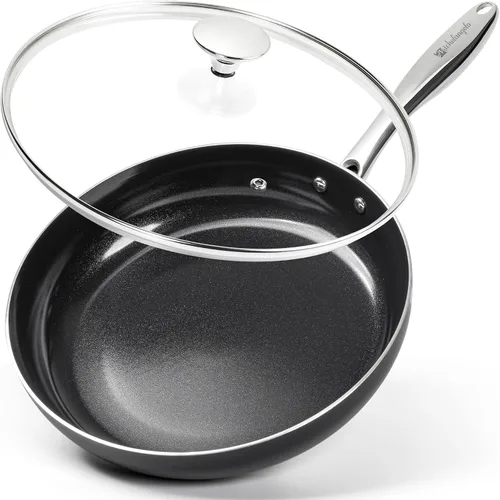 Vista 13 de MICHELANGELO Sartén pequeña – Sartén antiadherente de 8 pulgadas con tapa, sartenes de cerámica no tóxicas con mango de acero inoxidable, sartén