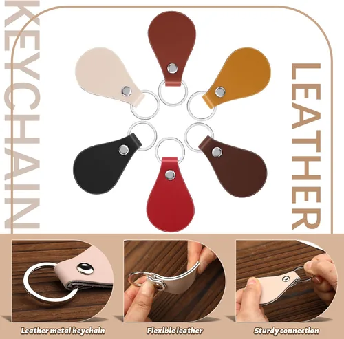 Vista 3 de Kit de llavero de cuero multicolor para sellar manualidades de bricolaje para trabajo de cuero, Marrón 2