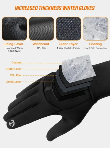 Vista 4 de TRENDOUX Guantes de invierno para hombres y mujeres con pantalla táctil guantes para correr para clima frío guantes cálidos guantes de trabajo